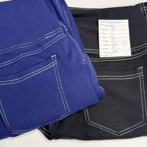 Two Pairs of Women's Flare Yoga/Jeans with Contrast White Stitching Blue/Black